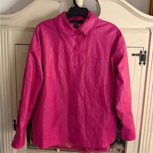 Forever 21 Pink faux leather Button-Up Blouse 16/18